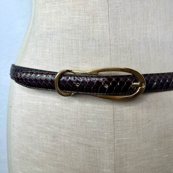 Women’s Genuine Snake Skin Waist Belt Brown Size S-M, unbranded, vintage, retro - Picture 2 of 8